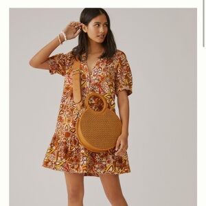 Free People Pilcro Puff-Sleeve Tunic in Red Motif NWT
